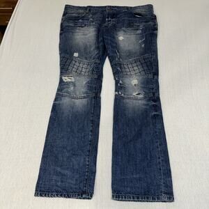 Rockstar Mens Jeans Sushi Button Fly Distressed Sz 42 (45x34) Grunge Hip Hop USA